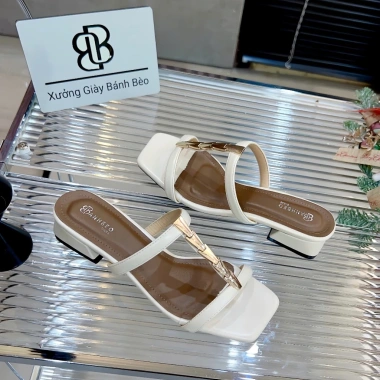 Dép nữ thời trang mũi vuông da mềm cao 2cm 2P/4P 4cm - Bánh Bèo Depmuiten - Giá 204.000 VND