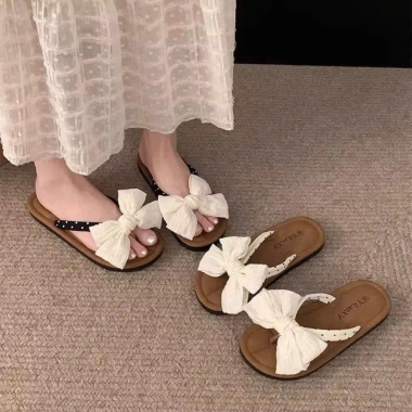 Dẹ́p Nữ Xỏ Ngón Đế Phẳng Hình Nơ Đi Hàng Ngày, Biển Size 36-41 Giày Zep Store