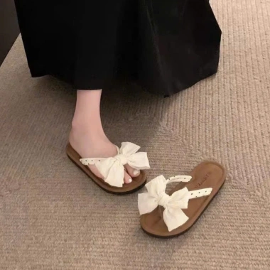 Dẹ́p Nữ Xỏ Ngón Đế Phẳng Hình Nơ Đi Hàng Ngày, Biển Size 36-41 Giày Zep Store