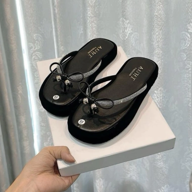 Dép quai kẹp nữ nhung nơ xinh Đế thấp nhẹ, trẻ trung, dễ phối đồ, giảm giá 125k 4