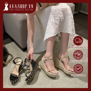 Dép sandal đế xuồng hở mũi đính tán AG27 – Thời trang Quảng Châu, chỉ 484.999₫