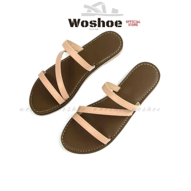 Dép sandal nữ quai chéo đế bệt WOSHOE đi biển size 34-42 WG006 - Giá 135k