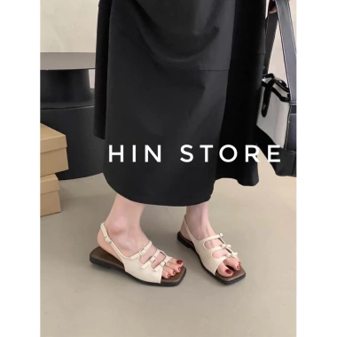 Dép sandal nữ quai hậu đế bệt 3 khuy cài hở mũi Hàn Quốc, hottrend đi chơi, giá 149k