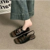 Dép sandal nữ quai hậu đế bệt 3 khuy cài hở mũi Hàn Quốc, hottrend đi chơi, giá 149k 7