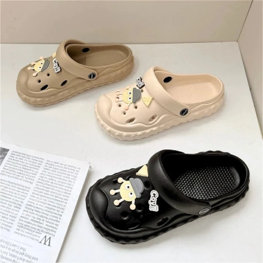 Dép sục nữ bánh than hoạt hình - Đế cao 4cm, chống trơn trượt, trong nhà ngoài trời