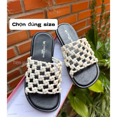 Dép sục nữ da đan lưới đế bệt phong cách mới - Giá chỉ 315.000 đồng