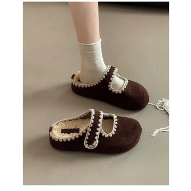 Dép sục nữ DANA viền thêu lót lông bảo ấm, phom nhỏ tăng 1 size, trẻ trung 135k