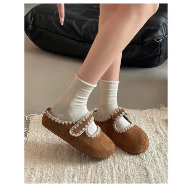 Dép sục nữ DANA viền thêu lót lông bảo ấm, phom nhỏ tăng 1 size, trẻ trung 135k