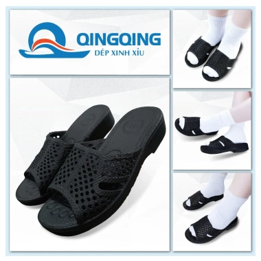 Dép tổ ong ĐEN siêu nhẹ, đế dày 3.4cm, chống trơn trượt, FORM CHUẨN - Giá 66.000₫