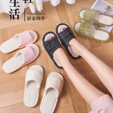 Dép Vải Lanh Kẻ Sọc Xước Cá Tính Vintage – Đế êm dày dặn, chống trơn, 68.000₫