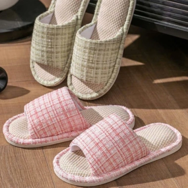Dép Vải Lanh Văn Phòng Đi Trong Nhà Họa Tiết Kẻ Xước Luxury Cá Tính 2.025 4 Màu Giá 68.000 VND