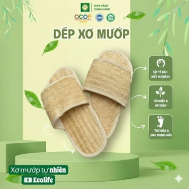 Dép xơ mướp tự nhiên KB Ecolife - Massage chân, tẩy tế bào chết, chống hỏi chân, siêu mềm 129k