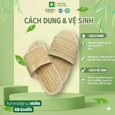Dép xơ mướp tự nhiên KB Ecolife - Massage chân, tẩy tế bào chết, chống hỏi chân, siêu mềm 129k