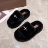 Dép xỏ ngón lông chéo nữ 2.024 - Đế dày, Cotton xuyên thấu, lông thú thời trang 6