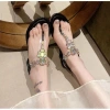 Dép xỏ ngón nữ size 36-43 phong cách Hàn Quốc kim cương giả, chống thấm, phẳng, chống trượt mùa hè 4