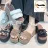 Dép xuồng bánh mì quai lông phối nơ cao 7 phân, 4 màu - giá ưu đãi 210.000 VND 3
