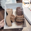 Dép xuồng bánh mì quai lông phối nơ cao 7 phân, 4 màu - giá ưu đãi 210.000 VND 9