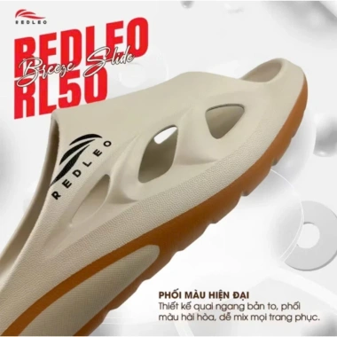 Dépp Nam REDLEO Breeze Slide Qoai Ngang - Êm Nhẹ, Chống Trơn Trượt, Kháng Mùi, Chuẩn Size RL50