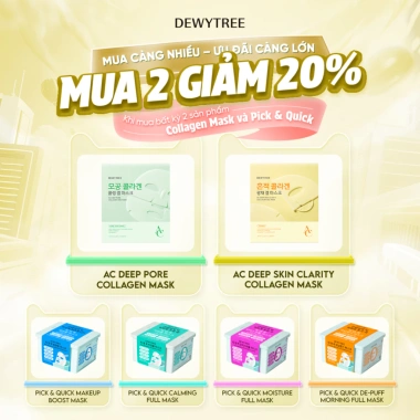 DEWYTREE Mặt Nạ Thạch Collagen Dưỡng Sáng Da và Chống Lão Hoá AC Deep Skin Clarity 4 miếng - Giá chỉ 248,050₫