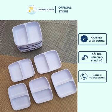 Dĩa 2 Ngăn Fataco C101 Nhựa Melamine Dày Dặn Màu Trắng - Dĩa Muối Tiêu, 15.000 VND