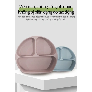 Đĩa ăn dặm 3 ngăn Silicon chống trượt - An toàn, tiện lợi, giá chỉ 49.000₫ 5
