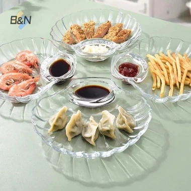 Đĩa Bánh Bao Trong Suốt B&N - Đĩa Giấm đa năng cho sushi, bữa sáng, trái cây khô, ăn nhẹ