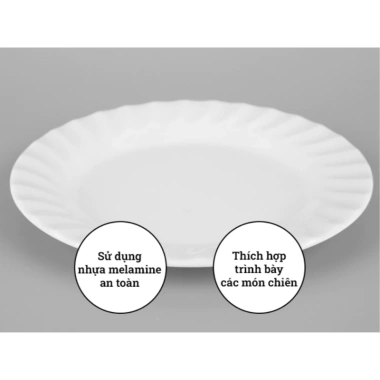 Dĩa Cạn Tròn Size Lớn DO12-DO14 Trắng Nhựa Fataco Melamine Giá ưu đãi 72.000₫