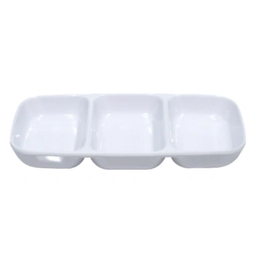 Dĩa Chấm 3 Ngăn C105 Trắng - Melamine Fataco Dày Dặn, Dĩa Mắm Muối Tiêu 13,000₫