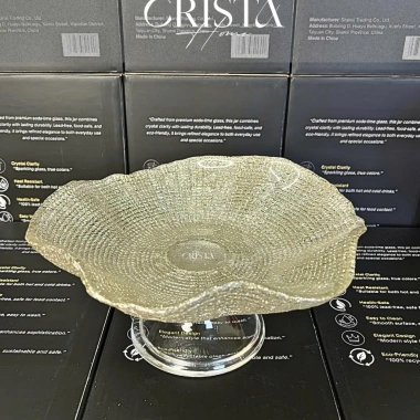 Đĩa Chân Bồng Thủy Tinh Vân Lưới 24/29cm CRISTA HOME 5 màu - Giá chỉ 375.000đ 2