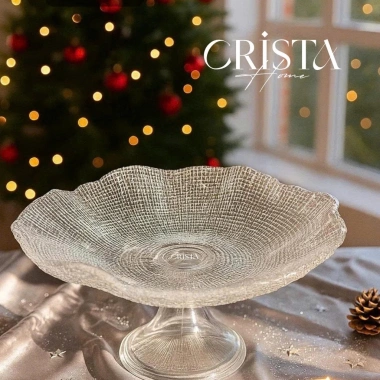 Đĩa Chân Bồng Thủy Tinh Vân Lưới 24/29cm CRISTA HOME 5 màu - Giá chỉ 375.000đ 5