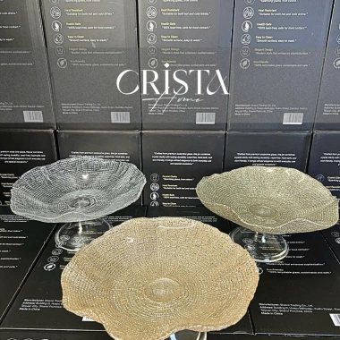 Đĩa Chân Bồng Thủy Tinh Vân Lưới 24/29cm CRISTA HOME 5 màu - Giá chỉ 375.000đ 6