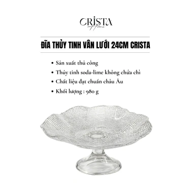 Đĩa chân bông vân lưới 24cm Crista Home cao cấp - Giá ưu đãi 375.000đ