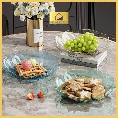 Đĩa Đựng Trái Cây Nhựa 20-23cm Vàng/Bạc - Đĩa Hoa Quả Hanmala Decor, Trang Trí Tiệc 39.000₫