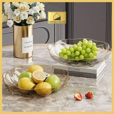 Đĩa Đựng Trái Cây Nhựa 20-23cm Vàng/Bạc - Đĩa Hoa Quả Hanmala Decor, Trang Trí Tiệc 39.000₫