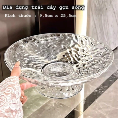 Đĩa đựng trái cây trong suốt kèm nắp đậy, khay hoa quả Tết, có khe thoát nước 8