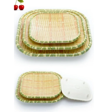 Đĩa giả mây tre đan nhựa cao cấp, có chân đế đựng hoa quả - Giá chỉ 25.000₫ 2