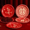 Đĩa giấy dùng một lần đỏ sang trọng cho tiệc cưới, lễ đính hôn, trái cây khô & kẹo - giảm giá 35k