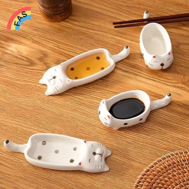 Đĩa gốm sứ mini hình mèo, tay cầm, dùng cho pesto, mù tạt, sốt cà chua - phù hợp nhà hàng gia đình Đĩa gốm sứ mini hình mèo, tay cầm, dùng cho pesto, mù tạt, sốt cà chua - phù hợp nhà hàng gia đình