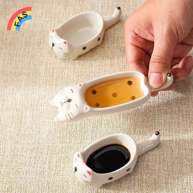 Đĩa gốm sứ mini hình mèo, tay cầm, dùng cho pesto, mù tạt, sốt cà chua - phù hợp nhà hàng gia đình 5 Đĩa gốm sứ mini hình mèo, tay cầm, dùng cho pesto, mù tạt, sốt cà chua - phù hợp nhà hàng gia đình 5
