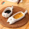 Đĩa gốm sứ mini hình mèo, tay cầm, dùng cho pesto, mù tạt, sốt cà chua - phù hợp nhà hàng gia đình 7