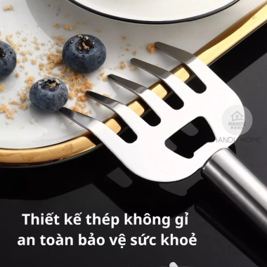 Dĩa Inox 3in1 Cao Cấp 304 - Gắp Nóng, Xé Gà, Bật Nắp Bia, Chống Gỉ, An Toàn - Giá 28.796₫