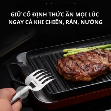 Dĩa Inox 3in1 Cao Cấp 304 - Gắp Nóng, Xé Gà, Bật Nắp Bia, Chống Gỉ, An Toàn - Giá 28.796₫