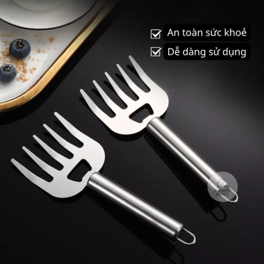 Dĩa Inox 3in1 Cao Cấp 304 - Gắp Nóng, Xé Gà, Bật Nắp Bia, Chống Gỉ, An Toàn - Giá 28.796₫