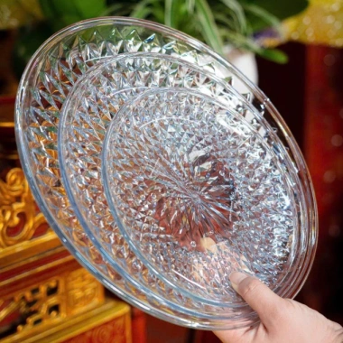 Đĩa Kim Cương Hokori nhựa Việt Nhật trong suốt 3 size Đựng bánh kẹo, hoa quả, giá ưu đãi 13.872