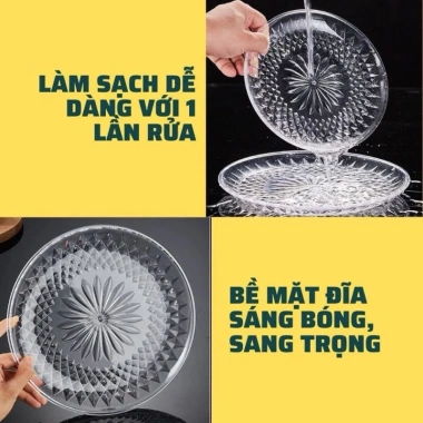 Đĩa Kim Cương Hokori nhựa Việt Nhật trong suốt 3 size Đựng bánh kẹo, hoa quả, giá ưu đãi 13.872