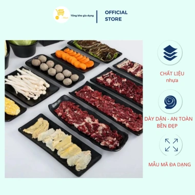 Đĩa Melamine DCN128 Chữ Nhật Đen Nhám Dài - Dùng cho Nhà hàng Lẩu Nướng, Buffet, Đựng Thịt Nướng - 104.000₫ 2 Đĩa Melamine DCN128 Chữ Nhật Đen Nhám Dài - Dùng cho Nhà hàng Lẩu Nướng, Buffet, Đựng Thịt Nướng - 104.000₫ 2