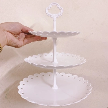 Đĩa nhựa 3 tầng trụ trắng - Đựng bánh kẹo, hoa quả - Giá 55.000₫, đẹp, tiện lợi 4