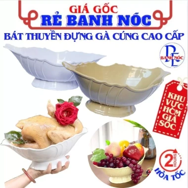Đĩa Nhựa Bát Thuyền Đựng Gà Cúng Nguyên Con - Khay Đồ Ăn Vặt, Đựng Hoa Quả Lễ Tết, Giá 22.500đ
