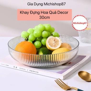 Đĩa nhựa cao cấp 30cm Hokori sang trọng - Đĩa nhựa tròn tăm dày đẹp, giả pha lê cho trái cây, giảm giá 44.999 VND