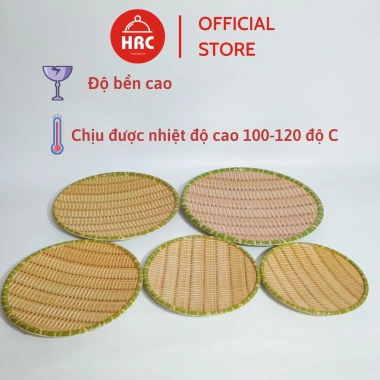 Đĩa nhựa giả mây tre đan phíp mẹt tròn cao cấp, size đủ, có chân đế, giảm giá 50.000₫ 7